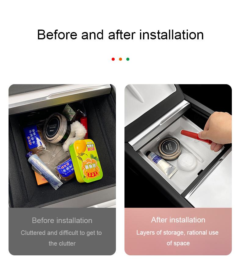 For Tesla Model Y Juniper 2025 Center Console Storage Box Armrest Box Double-layer Storage Organizer Case Tray Cup Holder Box