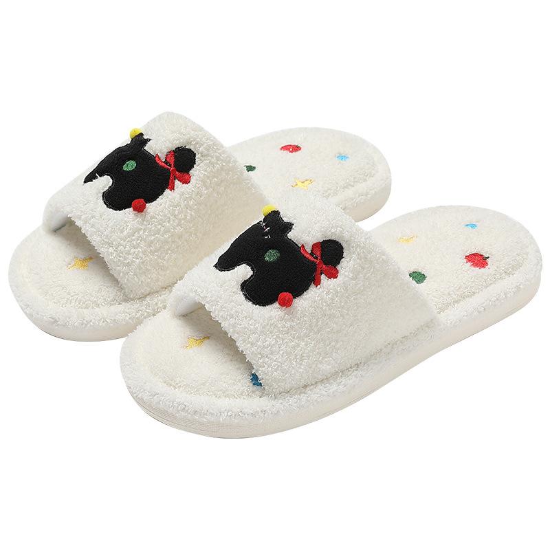 Cartoon Fluffy Slippers Summer Cute Kitten Open-toed Non-slip Indoor Home Household Fluffy Slippers