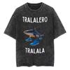 Vintage Washed Bombardiro Crocodilo T Shirt Funny Plane Bomber Crocodile Meme T-shirts Men Women Gothic Casual Humor T Shirts