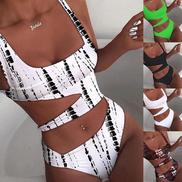 

Sexy One-piece Swimsuit Solid Color Bikini Swimsuits for Women Swimwear Bathing Suit Swimming Suit Beachwear Women Bathing Suit S білий