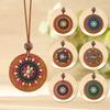 Bohemian Runder Holzscheiben-Anhänger Halsketten für Damen Ethnisch Bunt Öl-Tropfen Vintage Lederseil Halskette Damen Schmuck