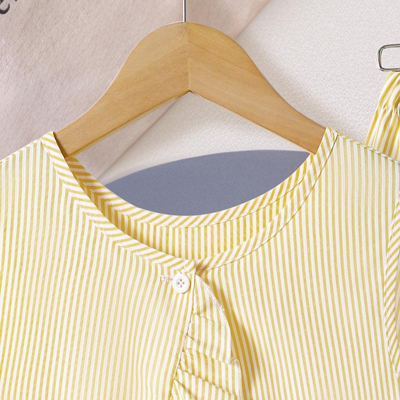 Girls' Casual Set 2025 Summer Children's Fashion Striped Sleeveless Sweet Ruffled Top Wide Leg Pants Set