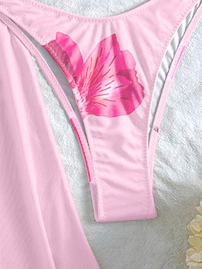 2025 Europäischer & Amerikanischer Print Rückenfreier Neckholder Bikini - Sexy Split Urlaubsbademode für Damen