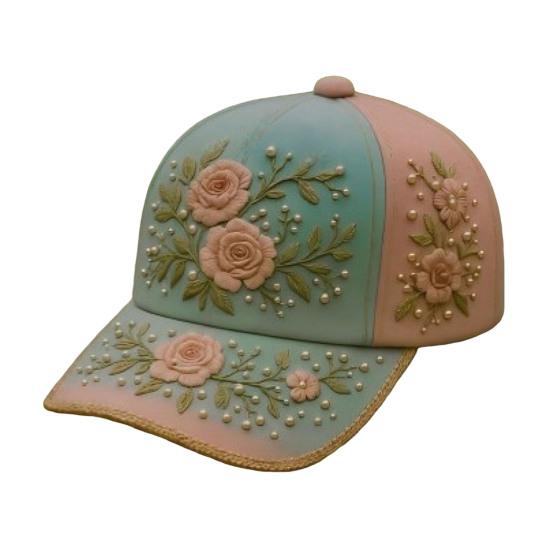 

Baseball Hat Embroidery Flower Pattern 3D Printing Retro Sun Protection Summer Cap Hiking Outings Traveling Headwear D