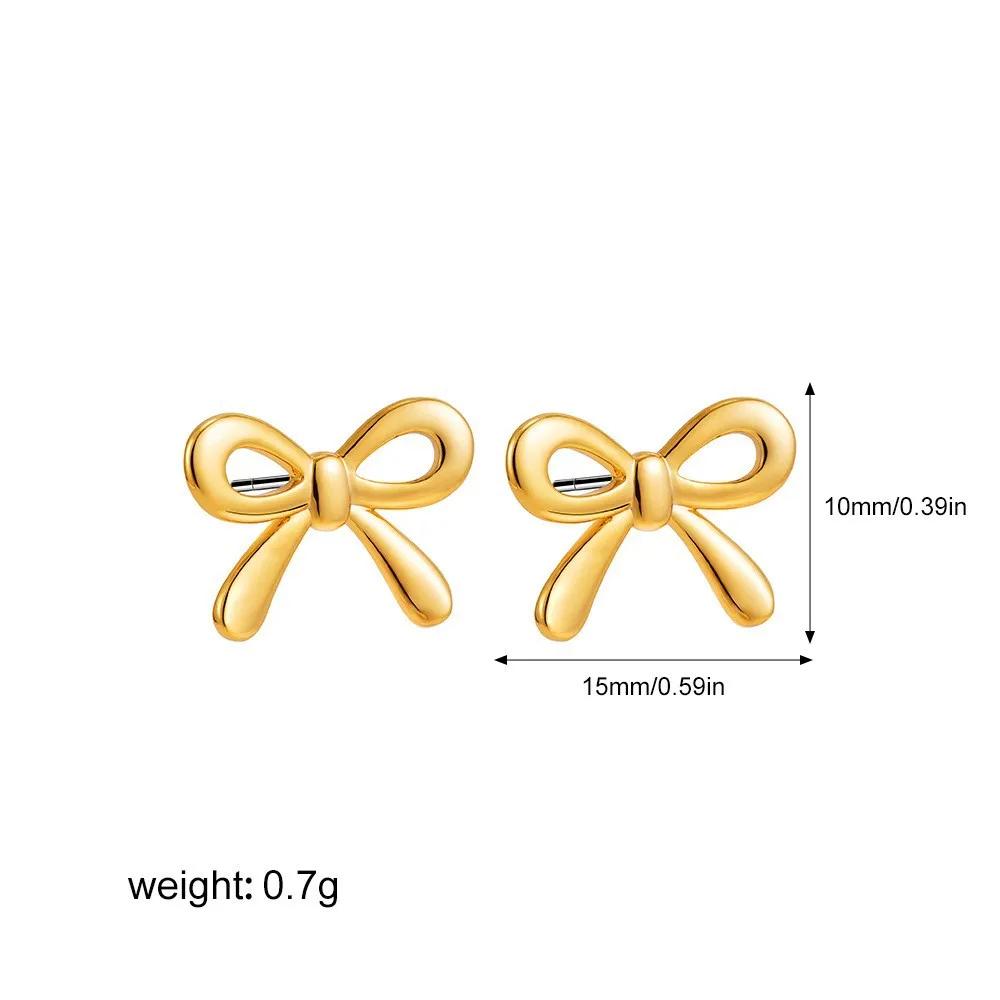 Minimalistische Niedliche Große-Mittlere-Kleine Schleifenohrringe für Damen Mädchen Neu Trendig Vergoldete Schleifenkonten Ohrstecker Piercing Schmuck Geschenk