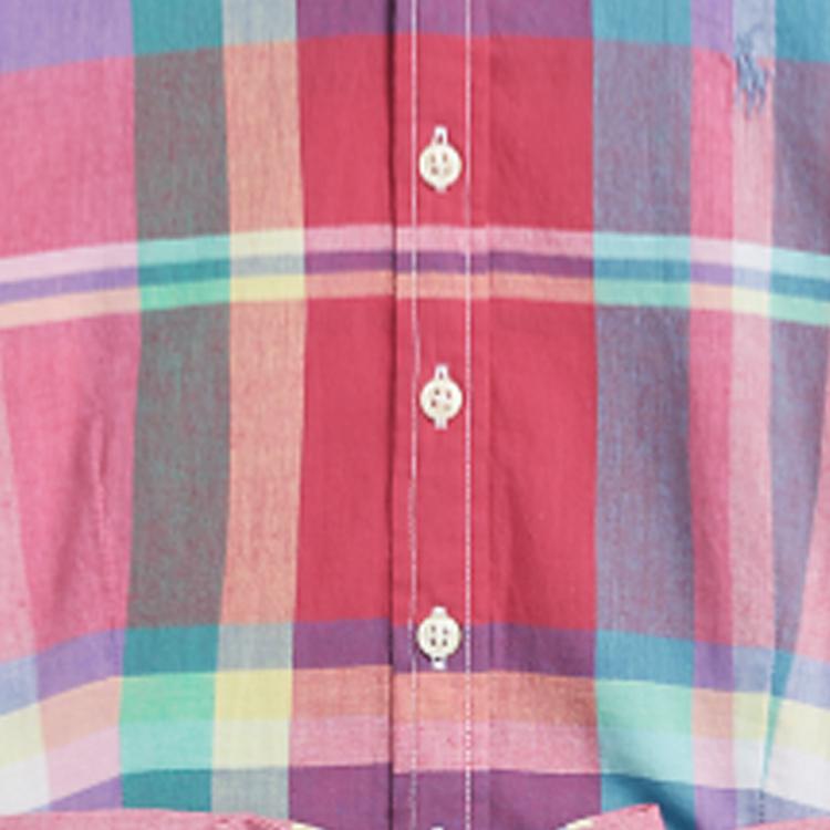 Polo Ralph Lauren Dress Ss24 Plaid Collar Single-Breasted Tie Short Sleeve Kids Dress Red CWPODRSG3D20772-600