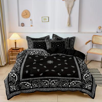 Paisley Mandala Černá Sada Povlaku na Peřinu Bohémský Styl Dvojitá Pro Dospělé Queen King Size Ložní Sada s Povlakem na Polštář do Ložnice