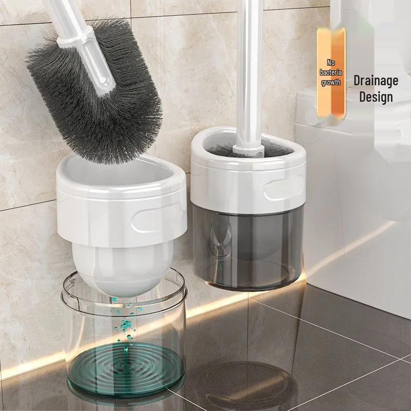 Wall-Mounted Bathroom Cleaning Set: Plastic Toilet Brush & Plunger Combo