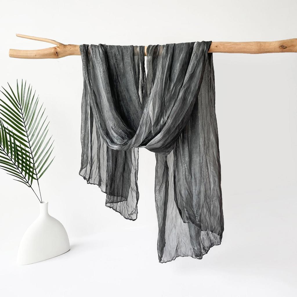 Maracia Headscarf Spring and Autumn Solid Color Cloud Pattern Folded Scarf Monochrome Thin Gauze Shawl Shawl