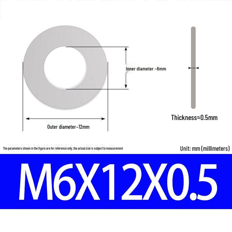 304 Stainless Steel Ultra-Thin Flat Washer, Thickness: 0.1/0.2/0.3/0.4/0.5 Mm, Sizes M1-M8