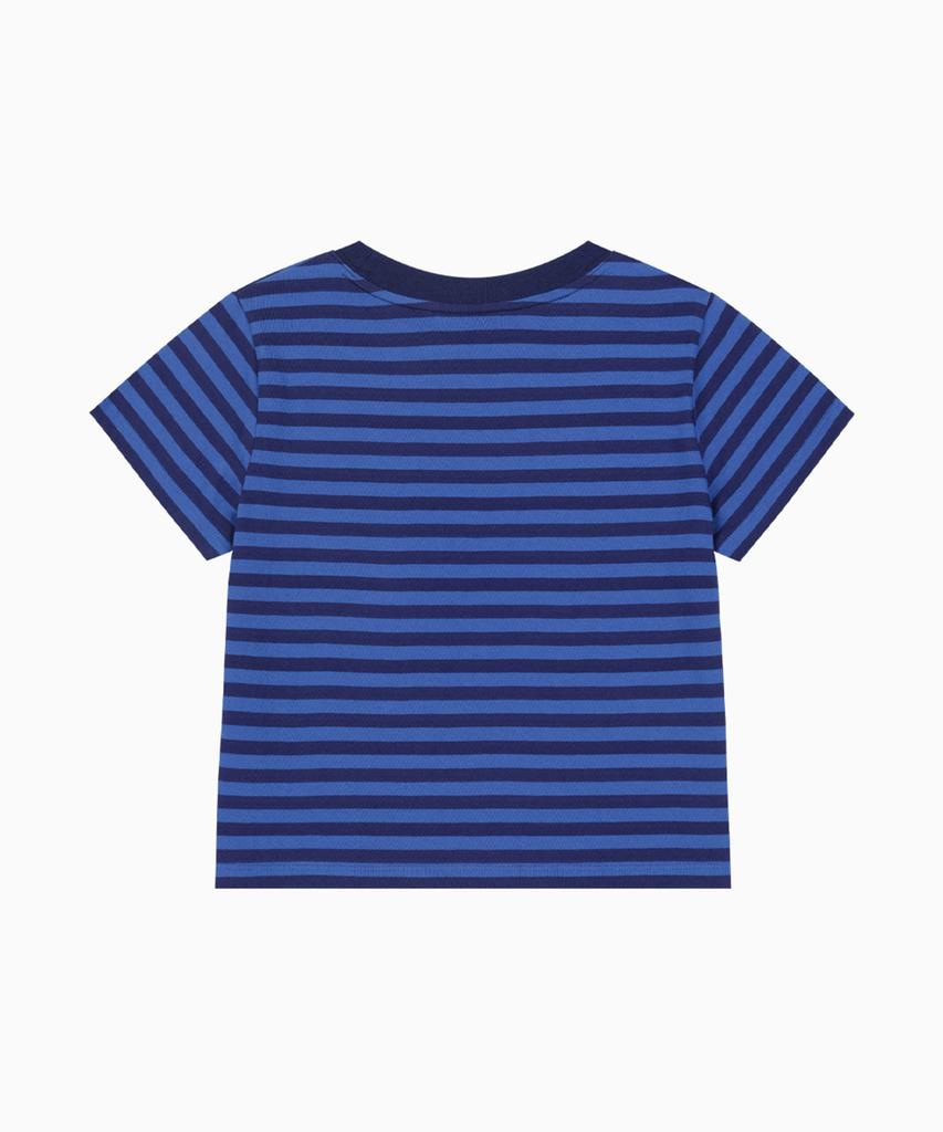 Ohesio Stripe Logo Crop T-Shirt, Blue