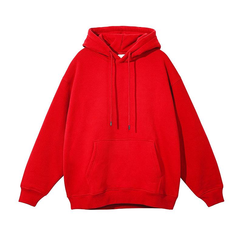 Unisex Heavyweight Hoodie: Solid Color American Street Style for Autumn/Winter