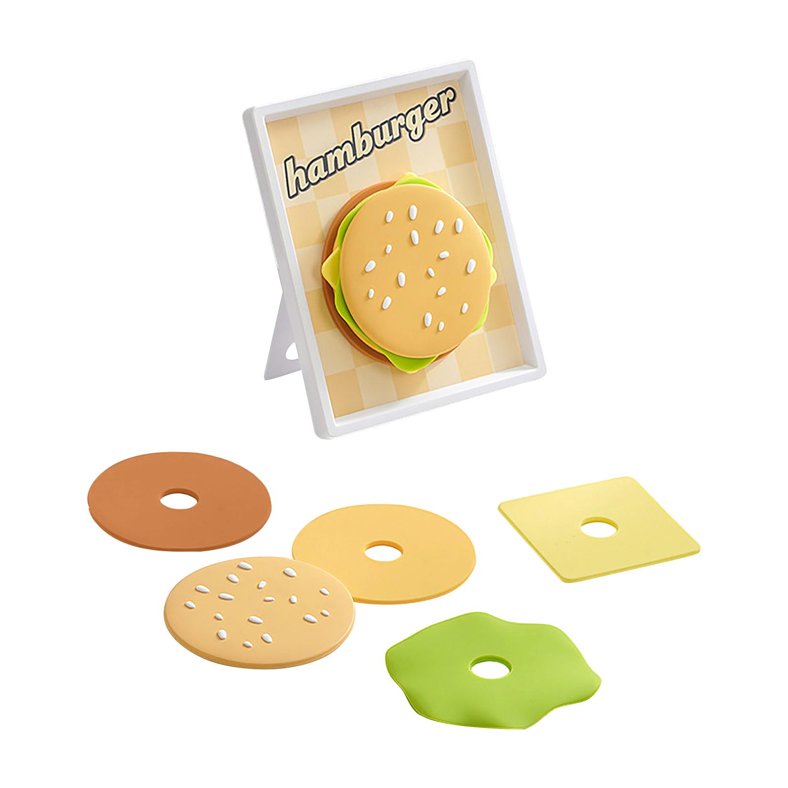 

Stackable Pretend Play Burger Toy Set with Display Board for Educational Learning and Imaginative Role Play Activities One Size жовтий