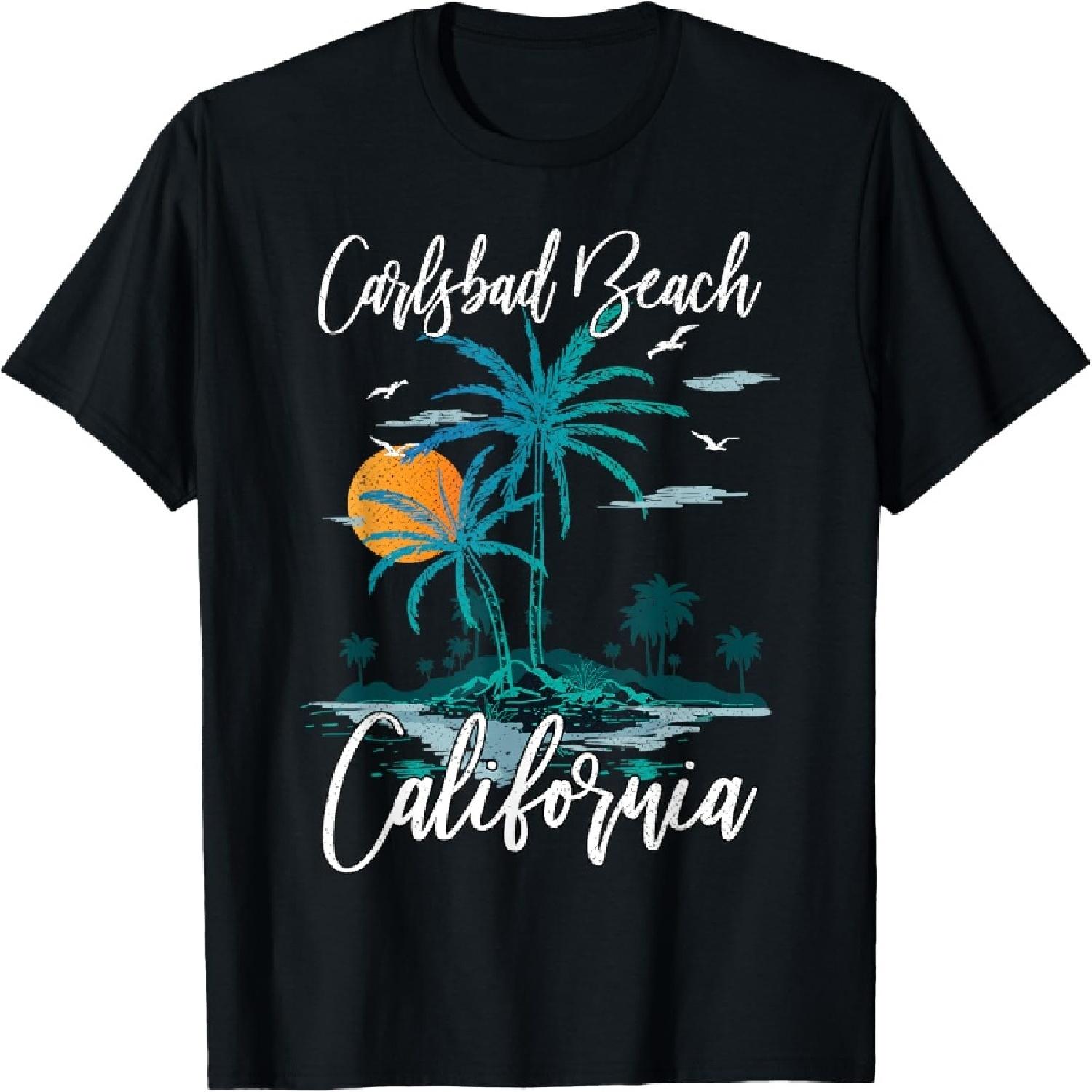 Family Vacation Retro Sunset California Carlsbad Beach Men Women Kids T-Shirt S