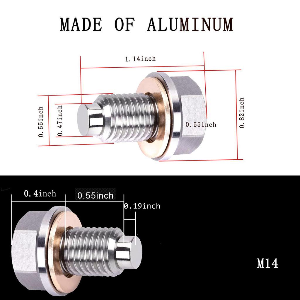 M14*1.5 Magnetic Drain Plug for Honda, Ford, Hyundai, Mazda - Heavy-Duty Oil Pan Bolt