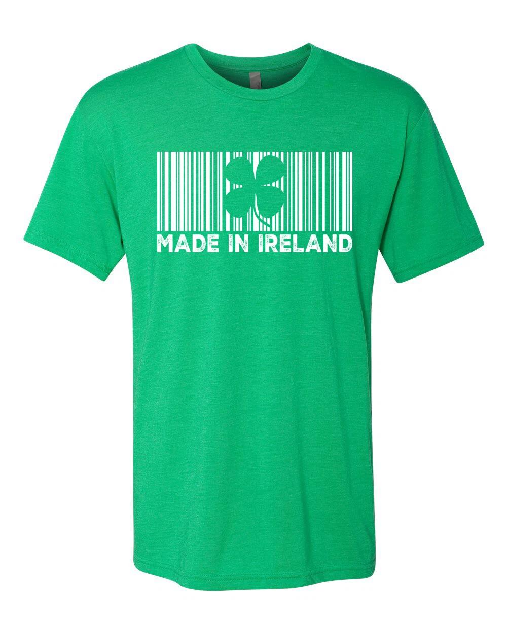 Irish Clover Barcode Made in Ireland St Patricks Day Premium Tri Blend T- Shirt XL