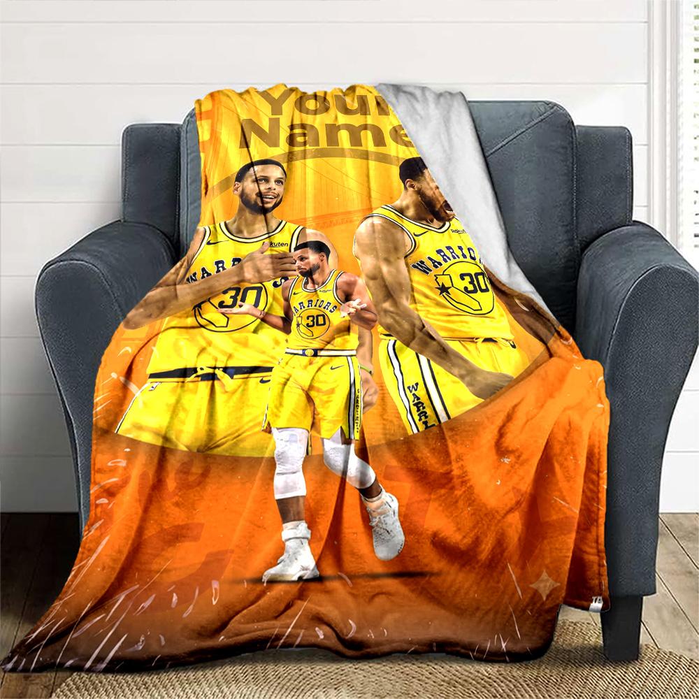 Golden State Curry Customize Text Blanket Throw Personalized Blanket Soft & Cozy Throw For Bedding Home Decor Nap Office Chair All-Season Use