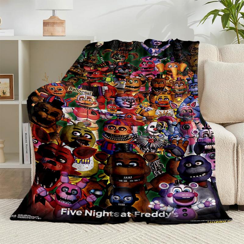 1PC Fnaf Character Collage Flannel Blanket Gift, Suitable for Both Men And Women, Soft Ideal for Beds And Sofa, Birthday Or Christmas Gift