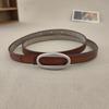 Leather Color Solid Waist Belt With Alloy Buckle For Women Office Gift Wear