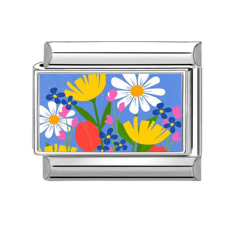 Romantic Flower Purple Flower Hyacinth Italian Charms Fit 9mm Stainless Steel Bracelet DIY Jewelry Gift