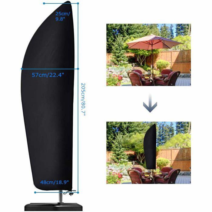 AIMOONSA Housse de protection pour parasol déporté 210D Oxford imperméable 205×25/57/48 cm - Noir