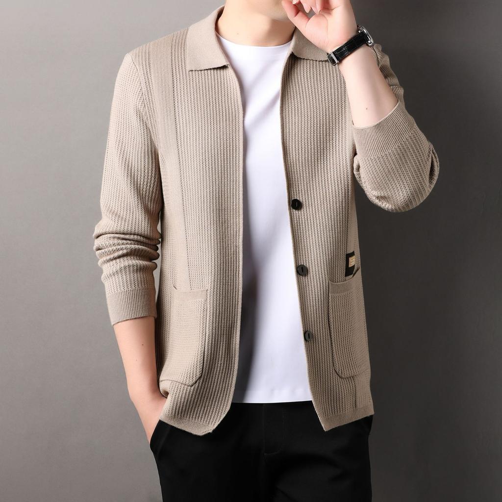 26 Spring And Autumn Men'S Knitted Cardigan Jacket Fashion Lapel Casual Men'S Cardigan Jacket Sweater Men'S Clothing