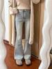 Light-Colored High-Waisted Velvet Flare Jeans for Women - Winter 2025 Collection