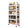 Movable 5-Tier Carbon Steel Kitchen Storage Shelf with Wheels