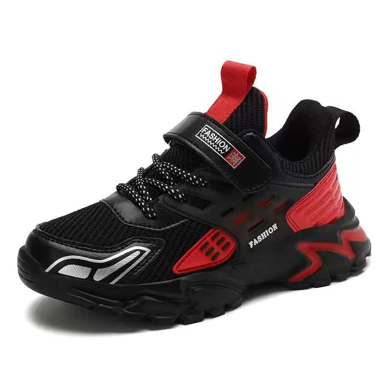 Boys shoes children's sports shoes spring and autumn breathable double net new boys non-slip solid bottom student running shoes