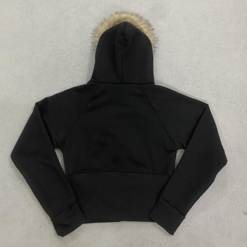 Autumn and Winter European and American Retro Zipper Personalized Slimming Waist Plush Hoodie Women's Wear