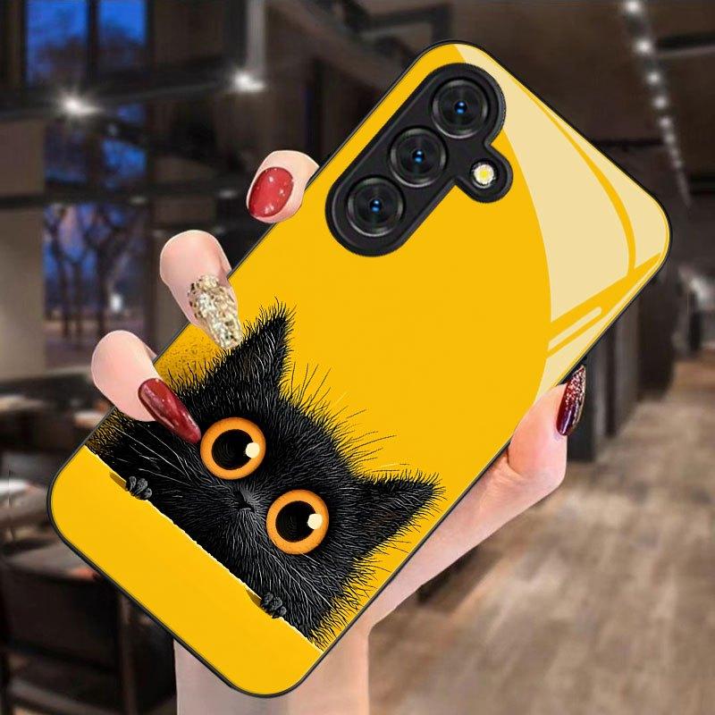 Phone Case - Black Cat Print Phone Case Cover for Samsung Galaxy Ultra  S22 Ultra S20 Ultra 56 A72 A73 Anti-drop Protection