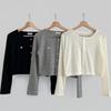 New ArrivalS Open Run Women S Button Pendant Round Ribbed Long Sleeve Cardigan