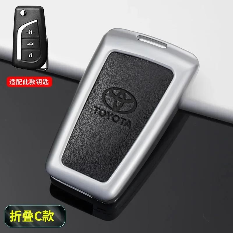 Toyota 2026 New Hub Caps Zinc Alloy Leather Car Key Cover Case Shell Bag Toyota Yaris Camry Corolla Prado R Car Sticker