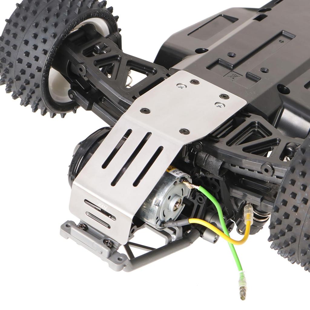 XBERSTAR Chassis Armor Set for Tamiya 1/10 Fighter Nxgen DT-04 RC Car, Front and Rear Stainless Steel Chassis Armor Protection Skid Plates