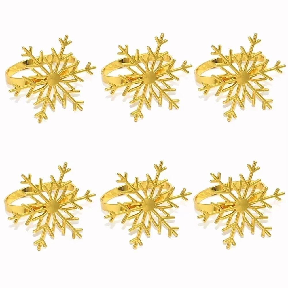 1/6/12pcs Silver/Gold Snowflake Napkin Ring Buckles Christmas Holiday Metal Napkin Holder New Year Gift Dinnig Table Decoration