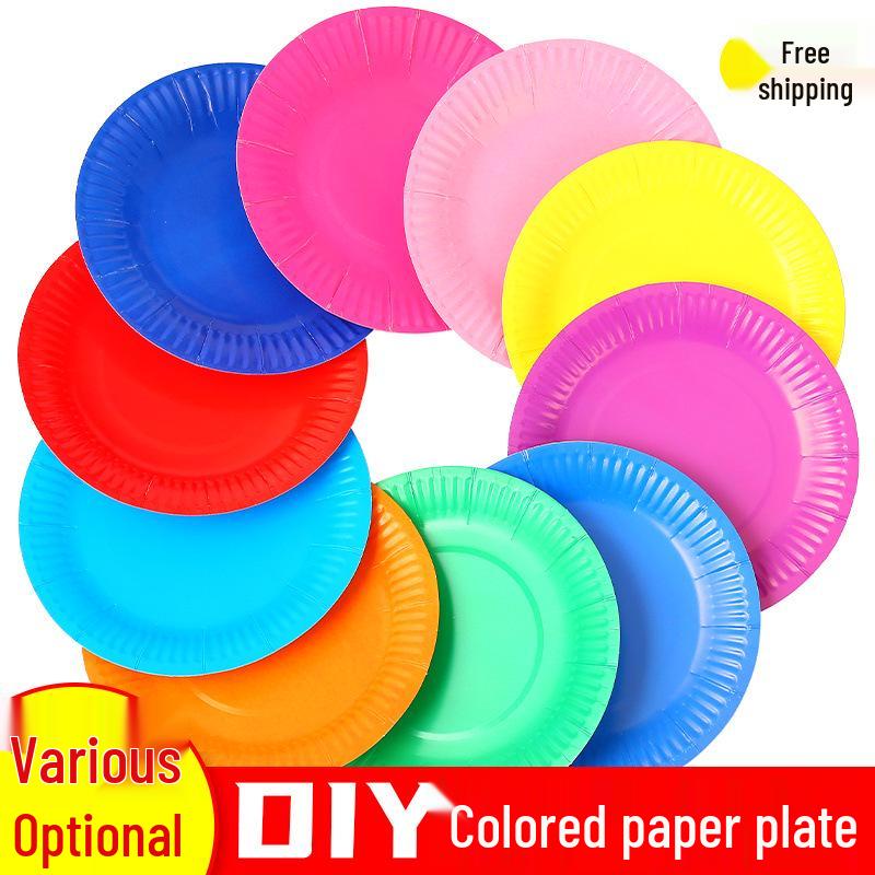 Colorful Disposable Paper Plates for Kindergarten Arts, Crafts, and Decor
