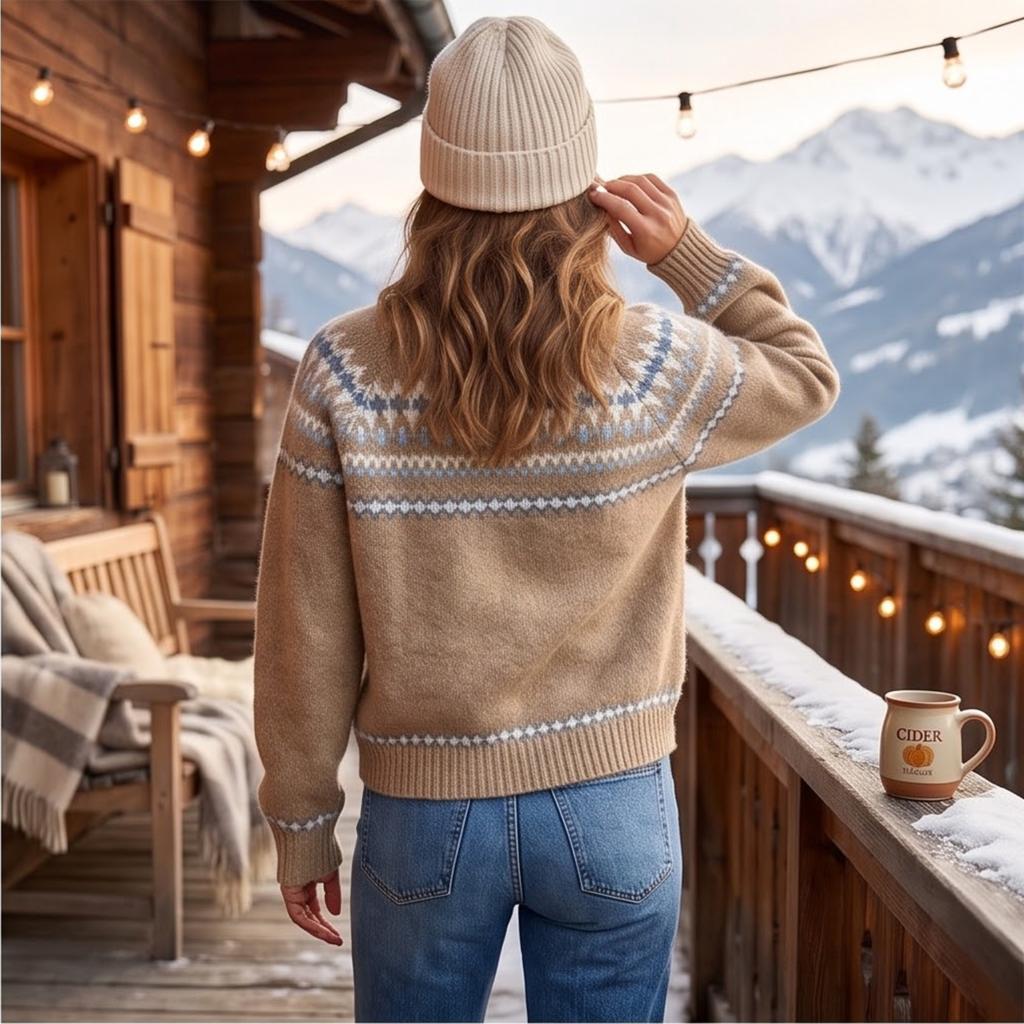 Women's Long Sleeve Neck Knit Pullover Sweater for Everyday Wear