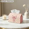 2D Flat 1pc Tissue Box Cover, Pink Ribbon Bow Polka Dot Style - Sweet Girly Decor Design, Multifunctional Napkin Box, Suitable for Home, Car And Party