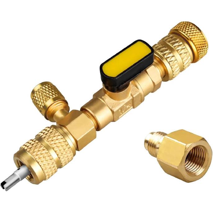 R410A R22 AC Valve Core Remover Installer Tool, Valve Core Remover, Dual Size 1/4"-5/16" Port HVAC Valve Core Removal Installer for Refrigeration Air