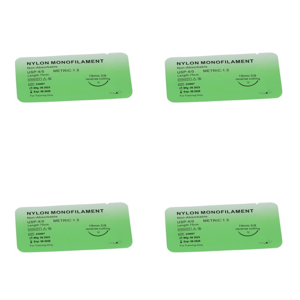4/0 Medical Thread Suture Nylon Silk Veterinary Practice Suture Kit Non-injured for Medical Students Education