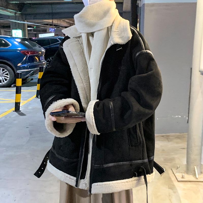 Men's Trendy Suede Velvet Faux-Fur Motorcycle Coat with Loose Lapel