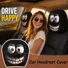 Wide-Eyed Grinning Face Car Headrest Covers, Soft High Elastic 2D Flat Printed Universal Auto Interior Headrest Protectors