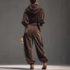 New Hooded Long Sleeve Wide Leg Pants Casual Set for Women
