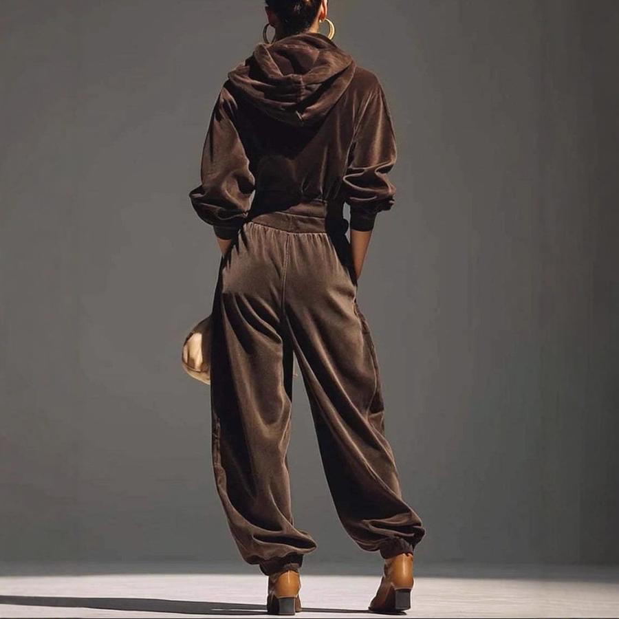 New Hooded Long Sleeve Wide Leg Pants Casual Set for Women