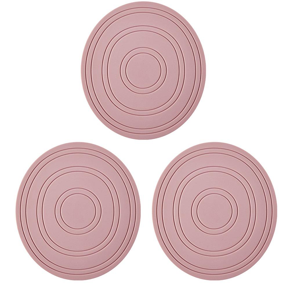 

3Pcs Silicone Heat Resistant Pads Non-Slip Cup Dish Drying Mat Drink Coasters Kitchen Pink Mat
