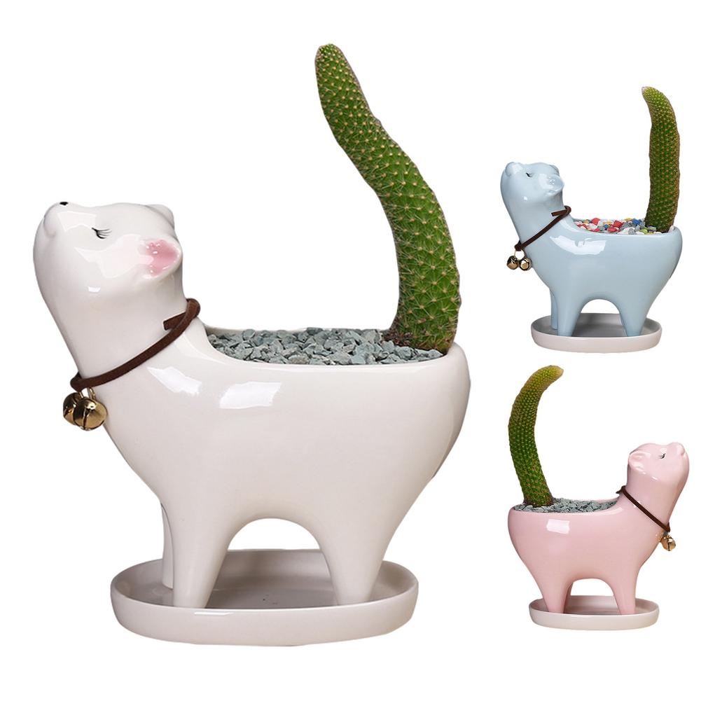 Ceramic Flower Pot Cartoon Animal Plant Flowerpot Balcony Desktop Decorations Cactus Succulent Planter Cute Cat Flowerpot
