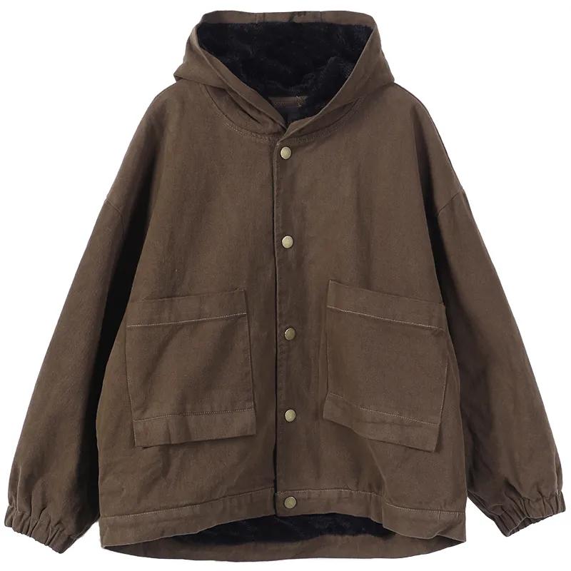 Women's Autumn Quilted Jacket Loose Retro Ethnic Style Buckle Thickened Coat