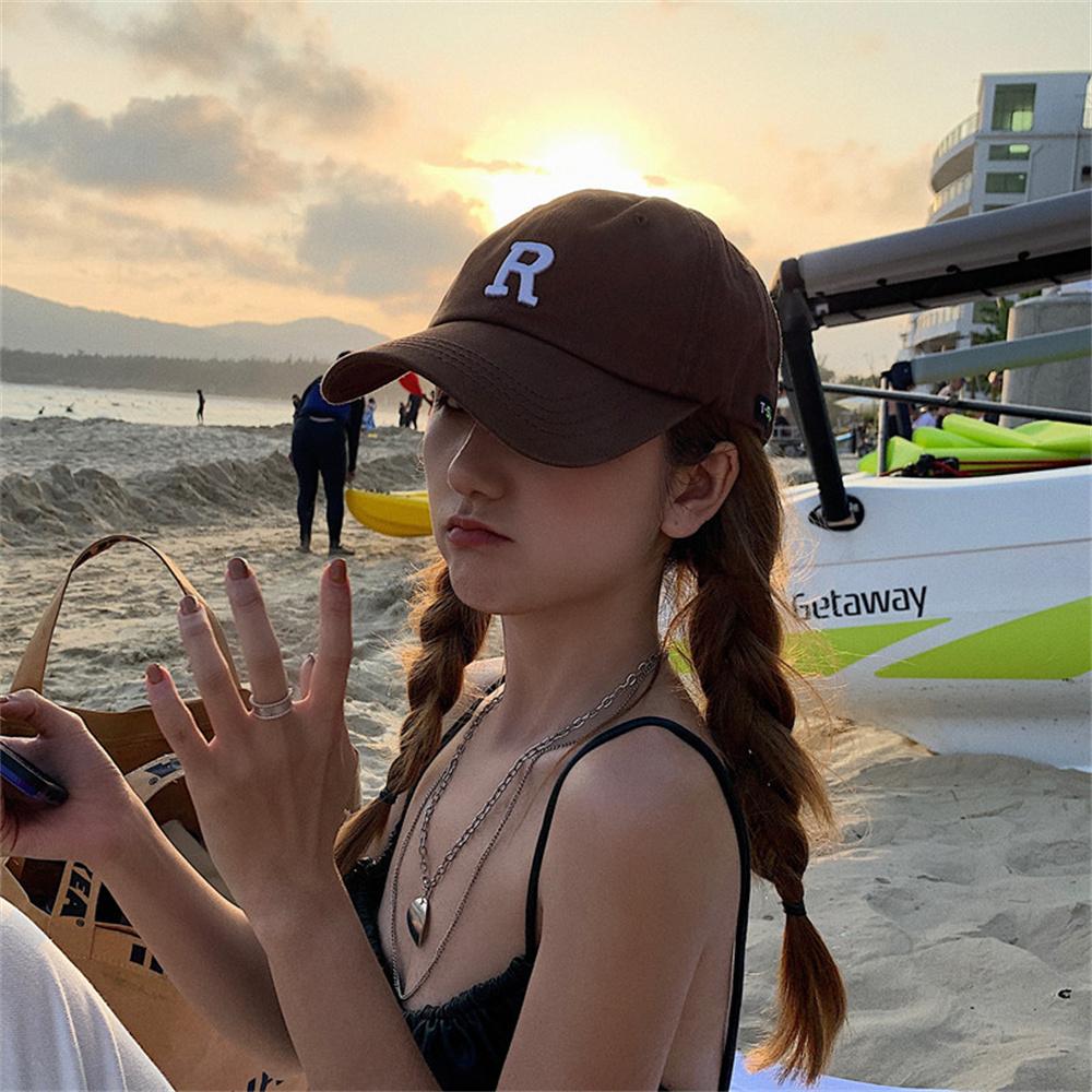 Casquette de baseball en coton à la mode avec lettre R brodée, chapeau à rabat décontracté pour hommes et femmes, casquettes de soleil réglables Hip Hop pour printemps et été