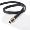 Pearl-Inlaid Ladies' Thin Waistband Fashionable Leather Belt with Decorative Plate Buckle