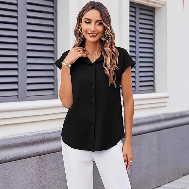 

DAFIFY женские модные повседневные летние весенние однотонные рубашки-поло с короткими рукавами и принтом, блузки и рубашки XXL чёрный